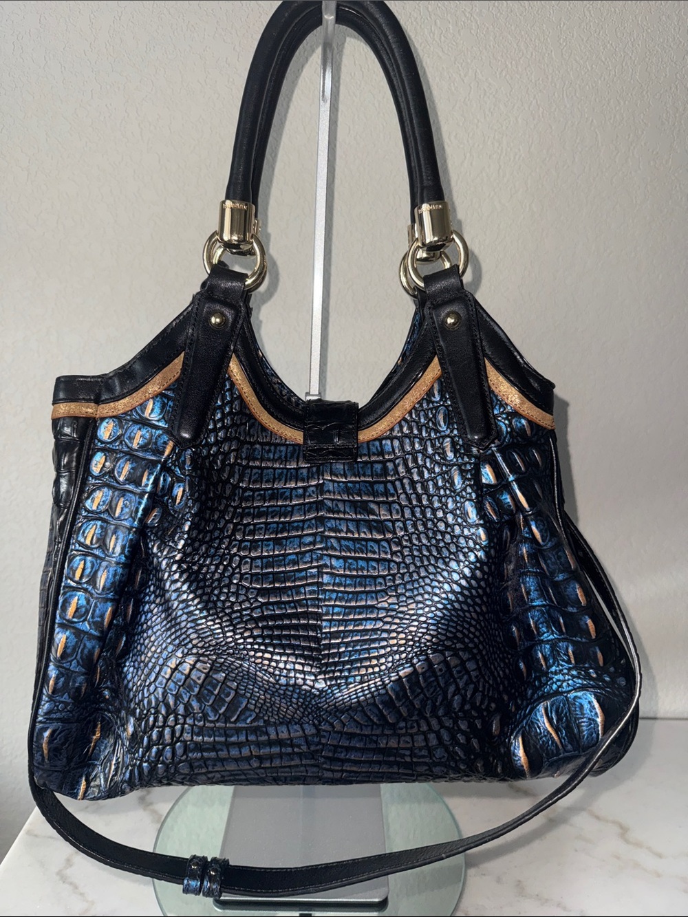 Brahmin Elisa Crowe Lazuli Blue Hobo Bag - Picture 6 of 10